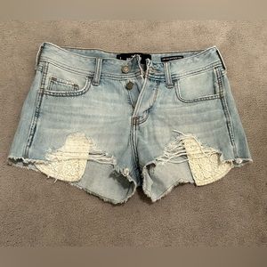 Hollister of California Light Blue Faded, Ripped Cutoff Short.- Size 0/24 EUC